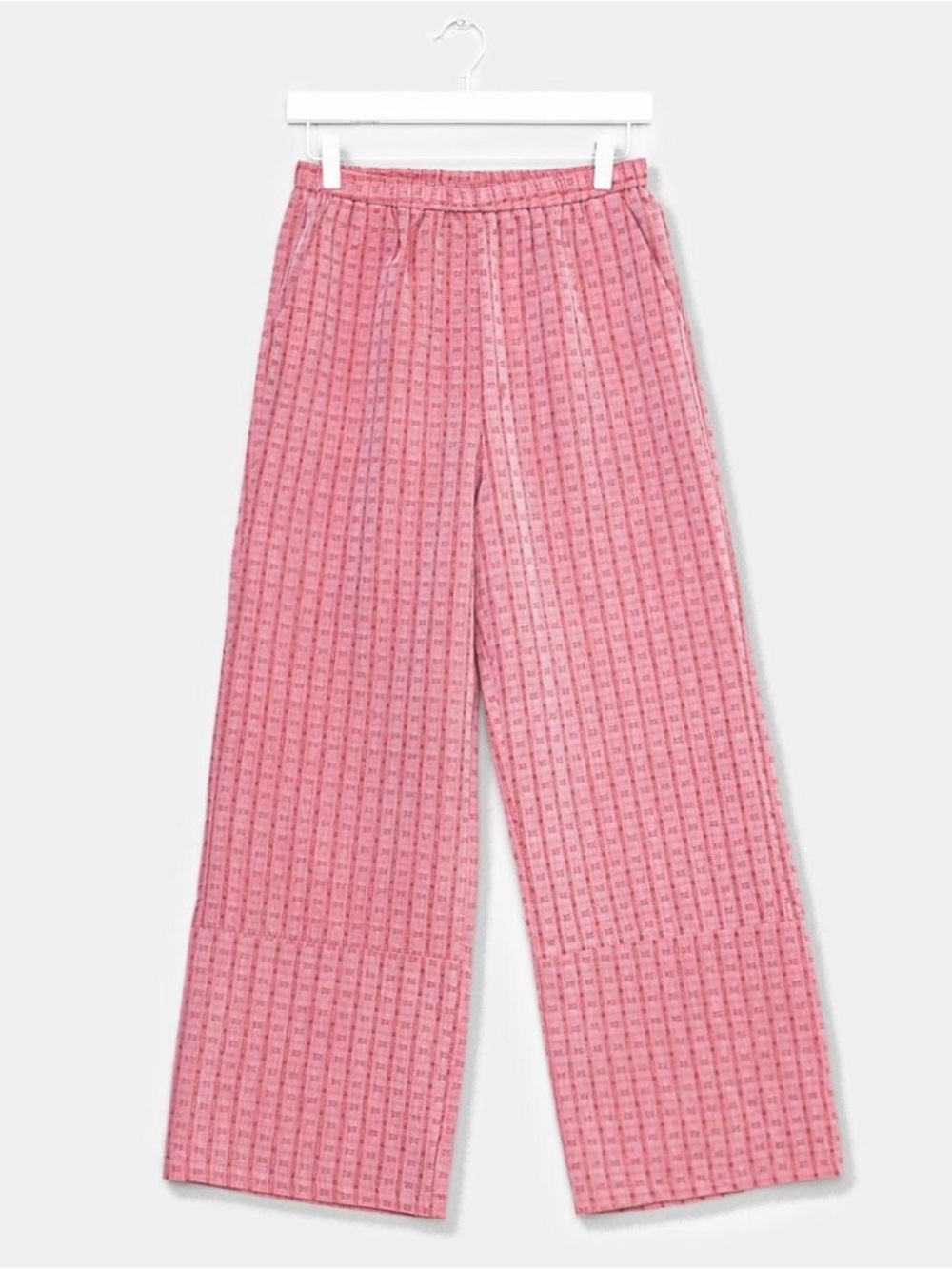 FRNCH Paris Textured Wide-Leg Pants – Pink – Size S